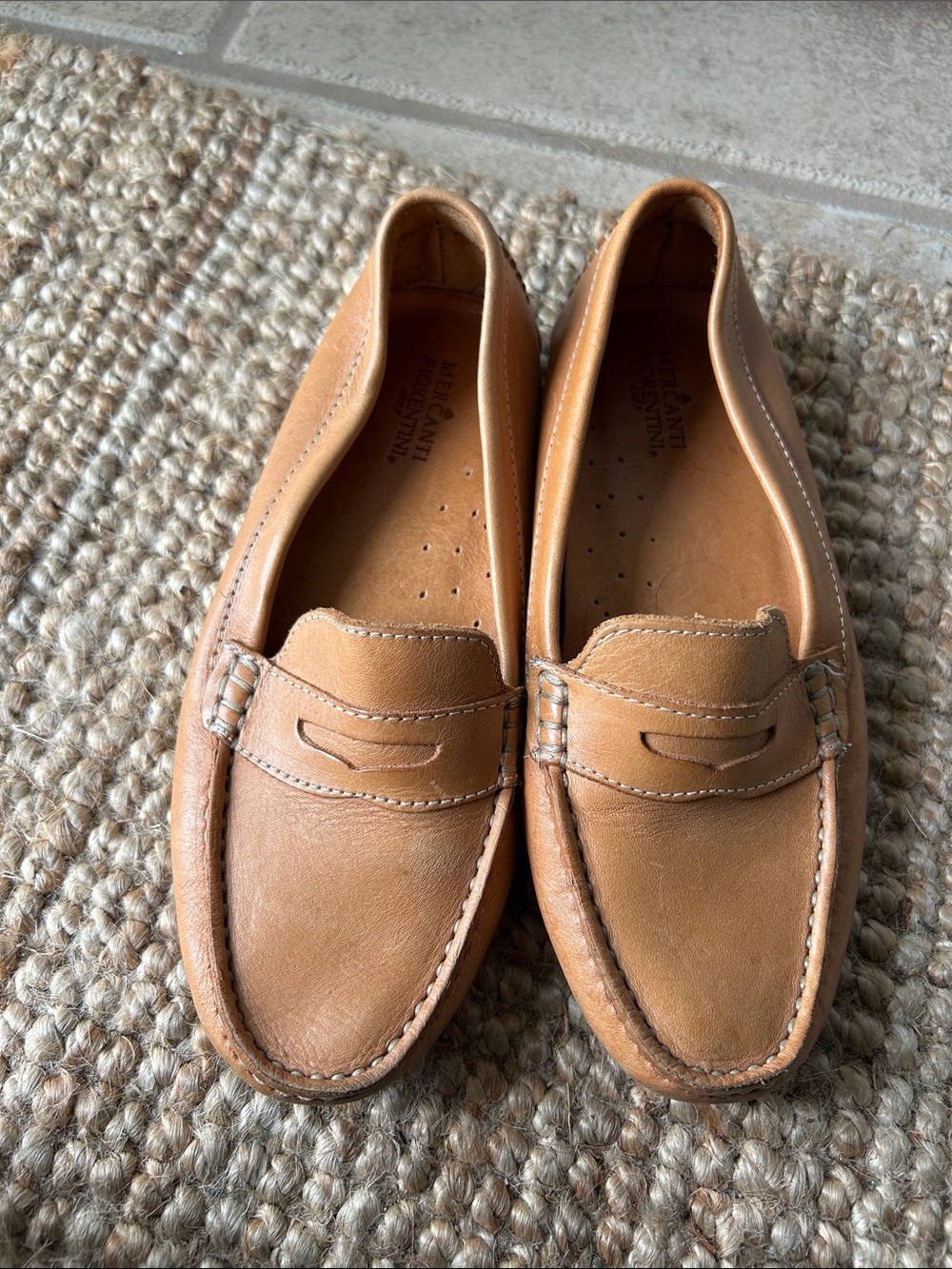 Mercanti Fiorentini Tan Leather Penny Loafers